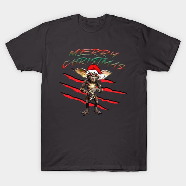 Gremlins Merry Christmas T-Shirt by By Diane Maclaine